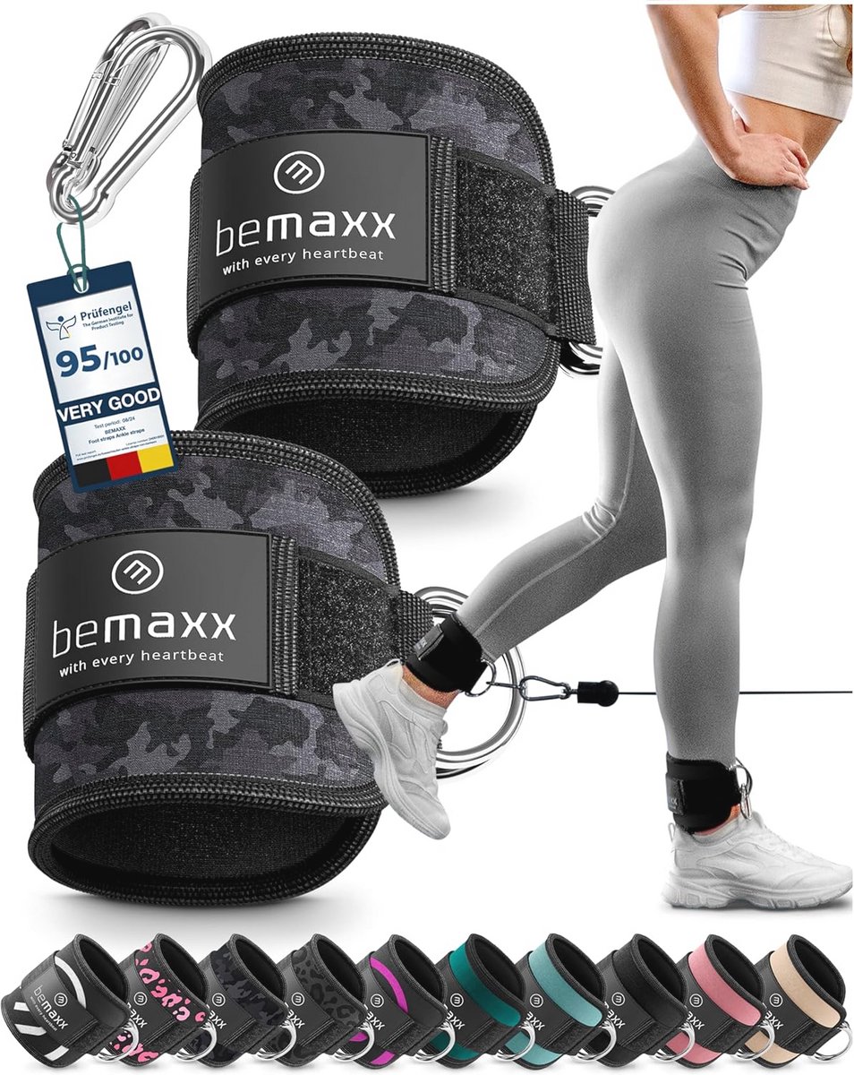 Fitness Foot Straps Set voor Trekstation - Gevoerde Beentrainer met Trainingsgids