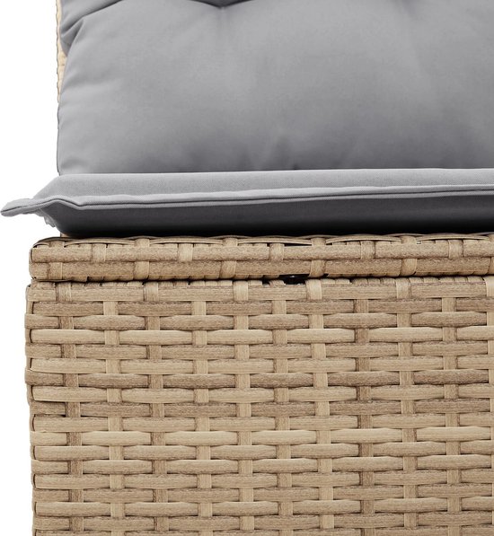 vidaXL - Tuinbank - Set - met - kussen - 7 - pcs - Beige - en - Lichtgrijs - poly - rattan