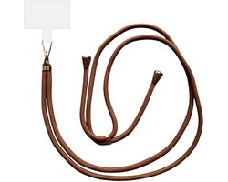 Smartphonica Telefoonkoord Universeel - verstelbaar afneembaar koord voor mobiele telefoon - 150 CM - Telefoonketting Bruin