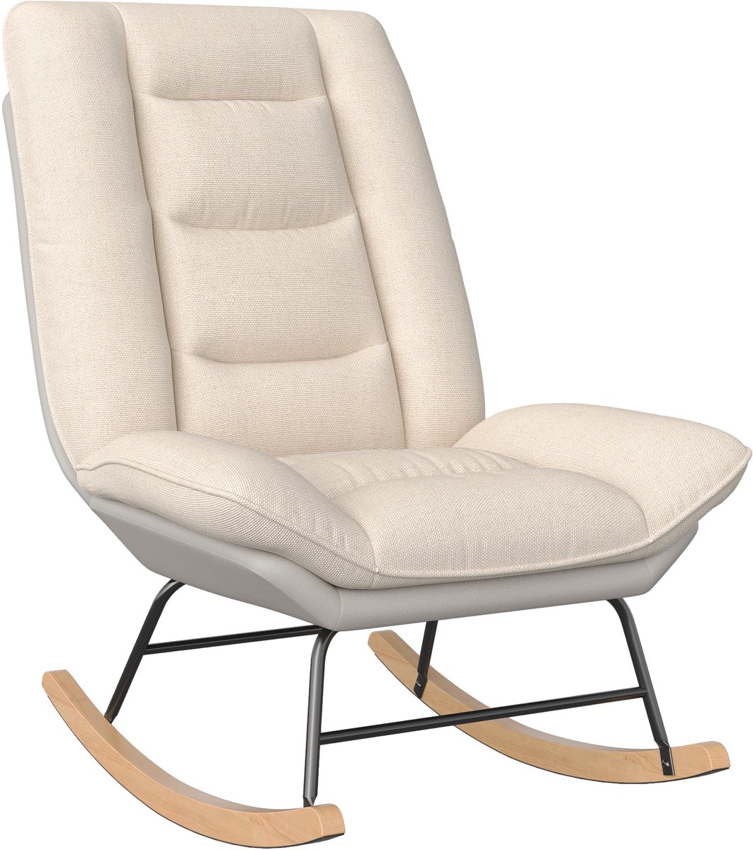 Schommelstoel met verstelbare rugleuning, Verpleegstoel, Schommelstoel, Lounge schommelstoel voor woonkamer, slaapkamer, tuin, Linnen Beige,01
