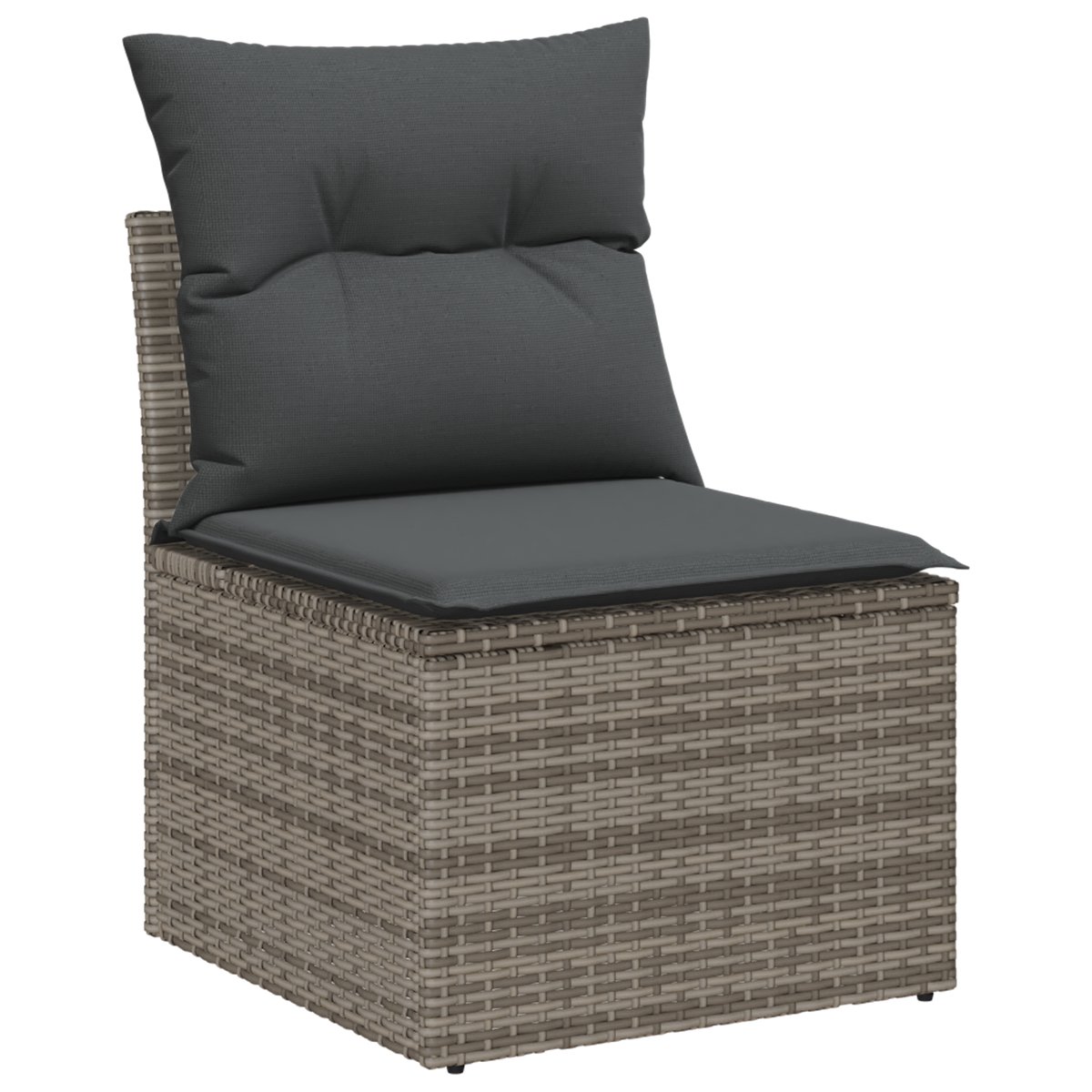 vidaXL - Tuinbank - Set - met - opslag - met - kussen - 5 - pcs - Grijs - poly - rattan