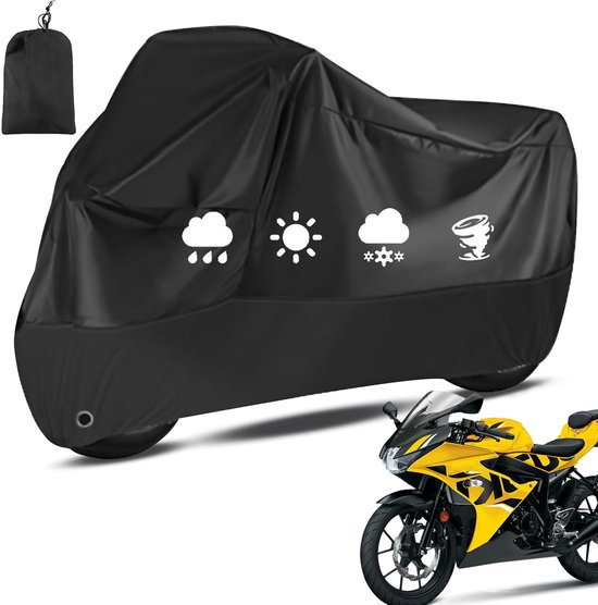 HAUSS SPOLE Motorhoes-Motorfiets Afdekhoes-Waterdichte Beschermhoes Voor Binnen En Buiten-Weerbestendig En Ademend-L-Universeel Polyester-Zwart
