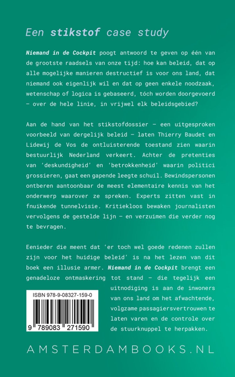 Niemand in de Cockpit - back cover