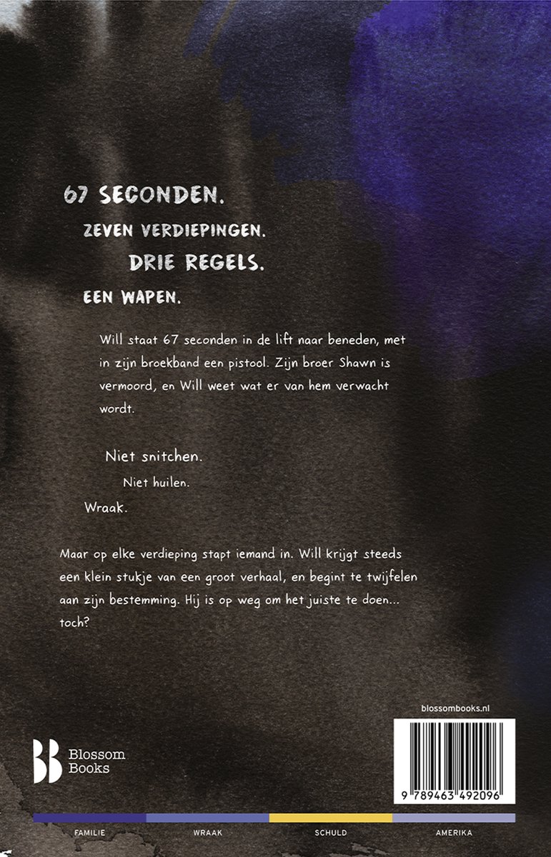 Achteromslag: 67 seconden. Zeven verdiepingen. Drie regels. Een wapen.