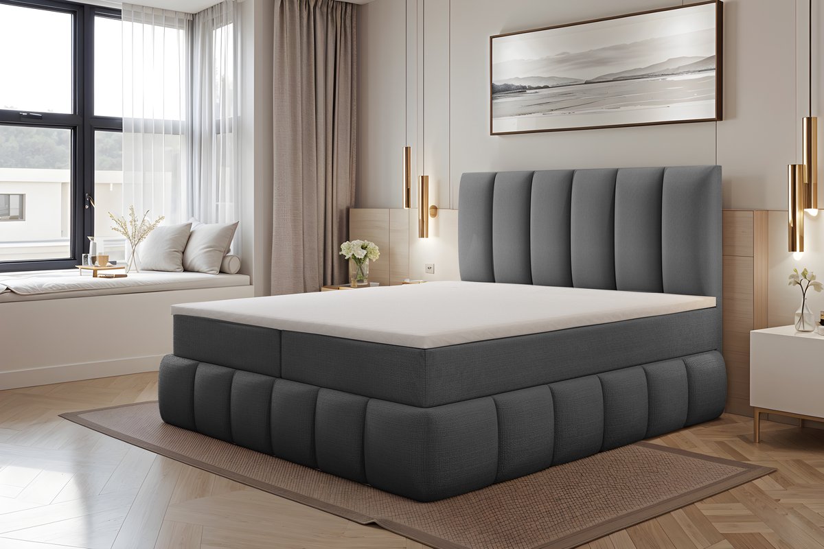 Meuba Home - Bali Boxspring - Grijs - 140x200 - Cremona Stof - afbeelding 2