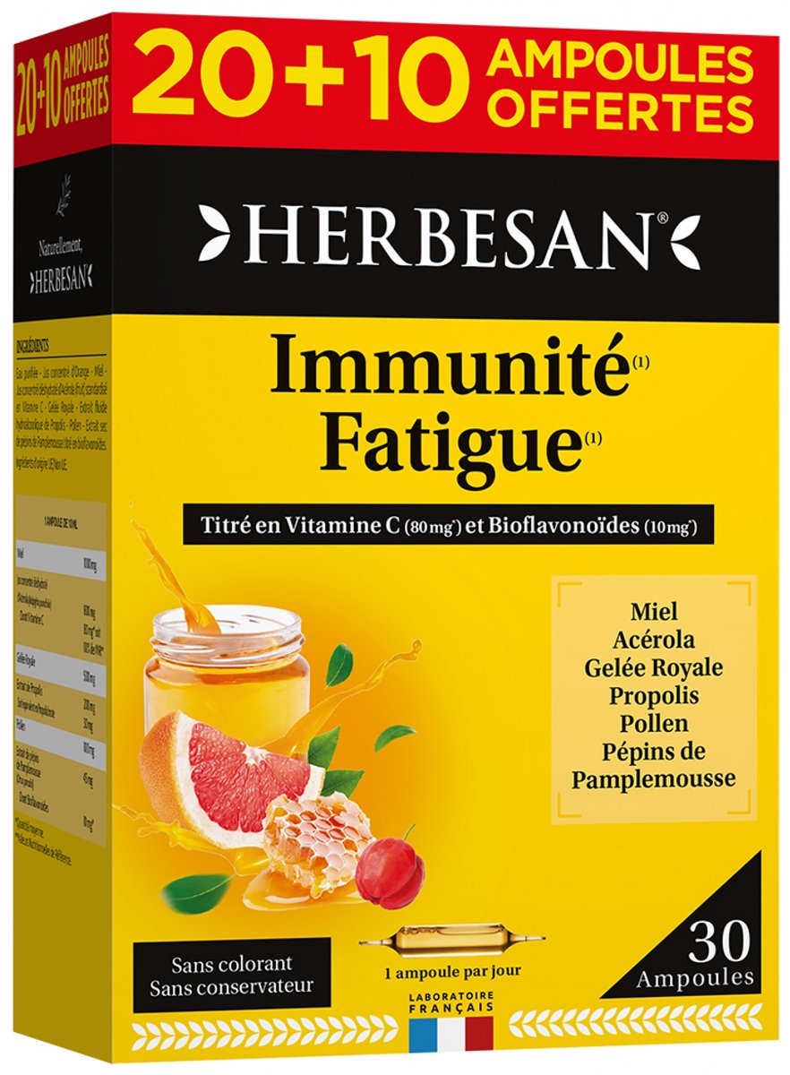 Goedkoopste Herbesan Honing Royal Jelly Acerola Pollen Grapefruit Propolis 20 Flesjes 10 Gratis