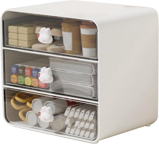 4 stuks bureau-organizer, stapelbare bureau-organizer