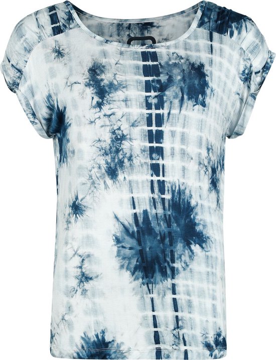 R.E.D. Rock-Engineered Design wit-blauw T-shirt met uniek batikpatroon - Dames - M