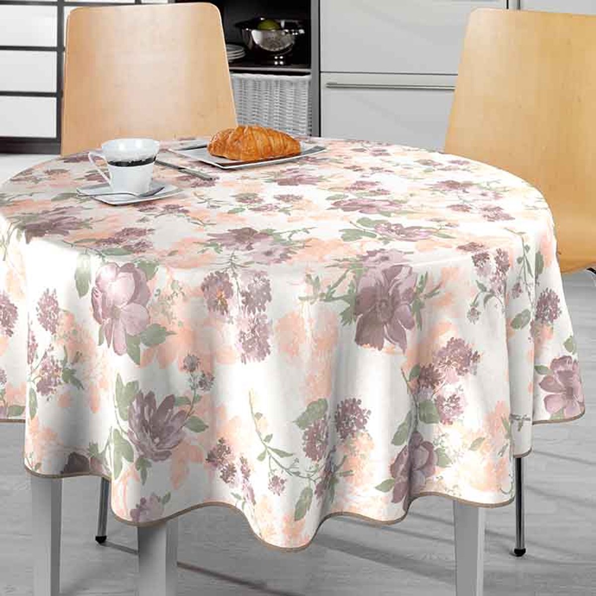 BONITA - Tafelzeil - 160 cm rond - 3P5/05 - Multi - Lelie - Met bies
