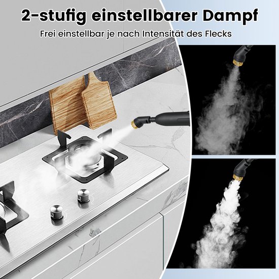 COSTWAY Stoomreiniger 1500 W, stoomdruk: 3 bar, opwarmtijd: 15s, temperatuur: tot 180℃, tank: 1000 ml, handheld stoomreiniger met 10 accessoires en riem (wit) van Costway — afbeelding 4