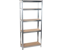 Kinzo Stellingkast - Opbergrek met 5 Planken - Stellingrek 172 x 75 x 30cm - Opberg Rek Max. 750 Kilo - Montage zonder Schroeven - Stelling Kast in Verschillende Opstellingen - MDF