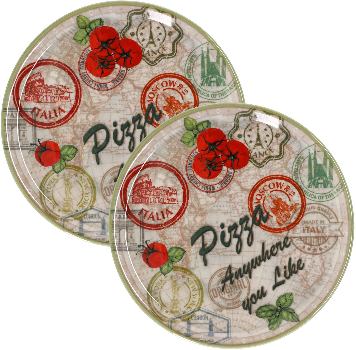 MamboCat Set van 2 Charme Green pizzaborden - Moskou groen - 31cm