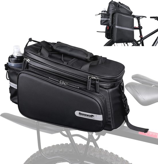 Uitbreidbare bagagedrager tas voor fiets 11-30L Waterdichte fietstas Bagagedrager Multifunctionele cameratas Achterzak Opvouwbare zijvakken met flessenhouder Regenhoes van Lixada — afbeelding 4