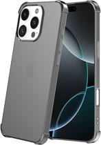 Smartphonica Telefoonhoesje Geschikt voor iPhone 16 Pro Max Transparant Schokbestendig Siliconen Hoesje met Stootrand - Shockproof Back Cover Case - Zwart geschikt voor iPhone 16 Pro Max