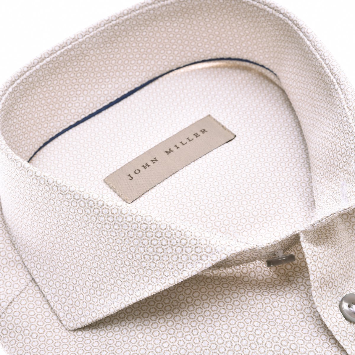 John Miller - Overhemd Beige John Miller Tailored Fit Lange Mouw Overhemd Beige 5140516-630