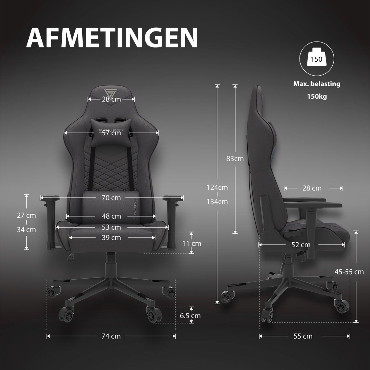MORELE SENSE7 Spellcaster Ergonomische Gamingstoel met Nek- - afbeelding 3