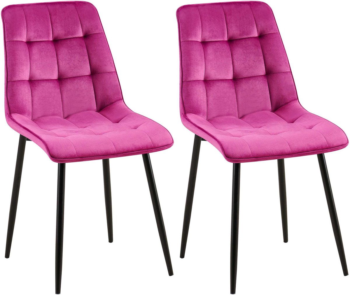CLP Gifford Set van 2 eetkamerstoelen - klassiek - zonder armleuning - Velvet - fluweel - Fluweel/purper