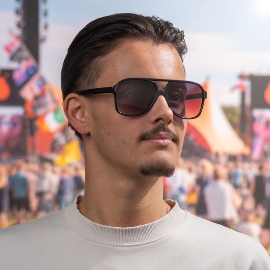 Pilotenbril - Zonnebrillen - Festival bril - Rave bril - Glasses - Classic model - Zwart - Zwarte glazen van Pilot — afbeelding 3