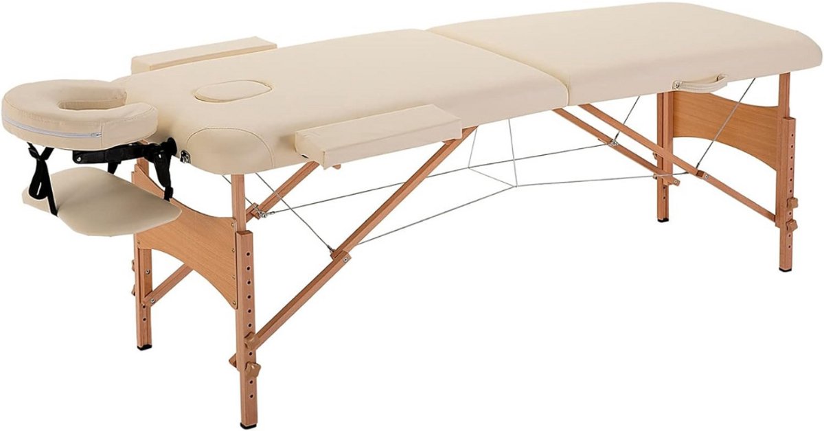 Zylo® Massagetafel Hoeslaken - Massagetafel - Massagetafel Inklapbaar - 185 x 60 x 87 cm - Crème-wit