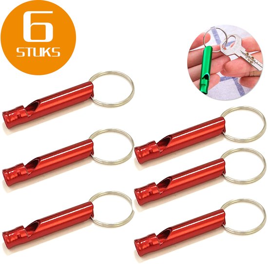 Foto: Colorful sun metalen noodfluit 6 stuks alarmfluit 120 db met sleutelhanger reddingsfluit voor outdoor wandelen camping survival sport hondenfluit sport scheidsrechterfluit rood