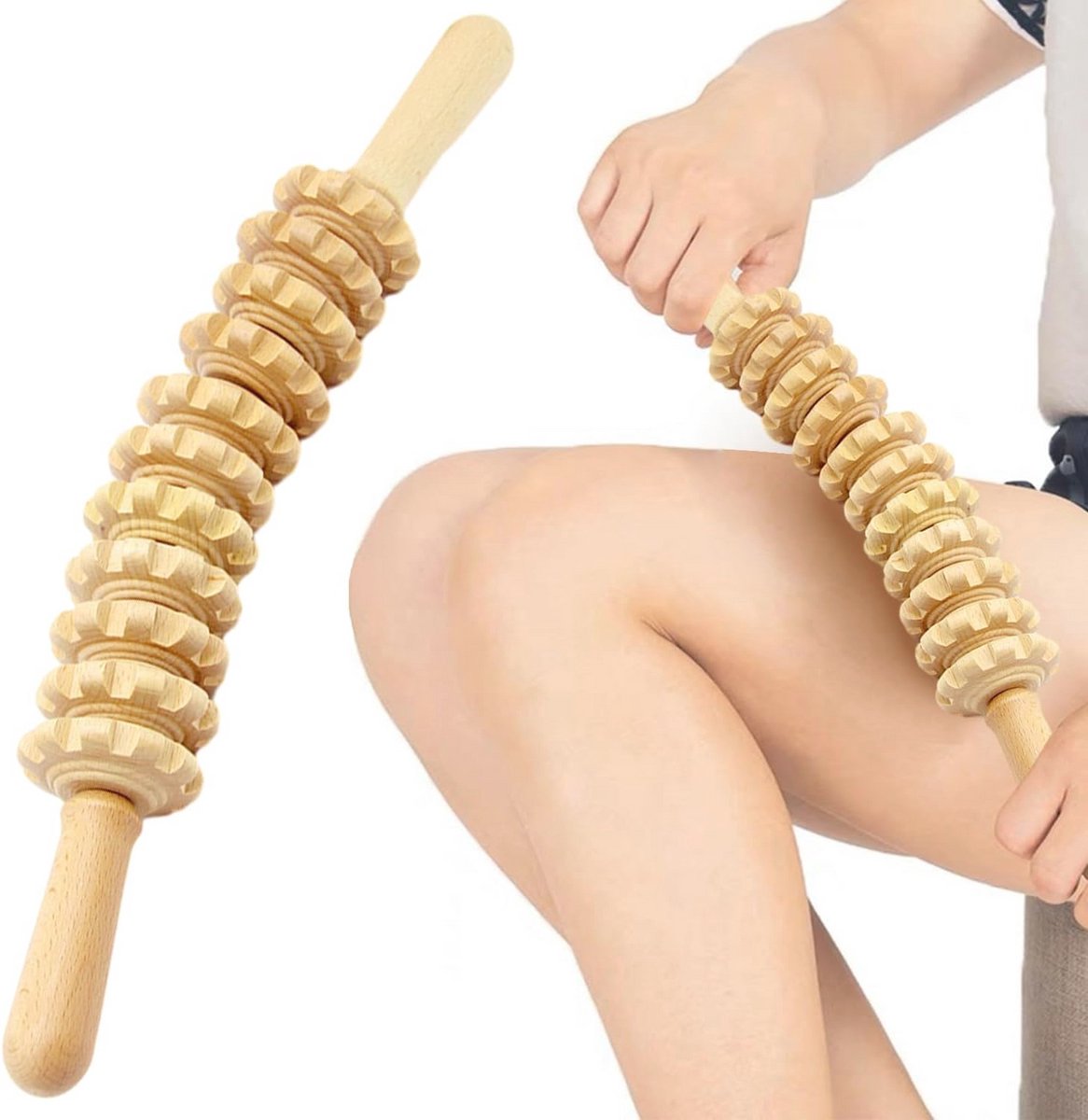 Houten Massageroller voor Spierontspanning en Lichaamsvorming