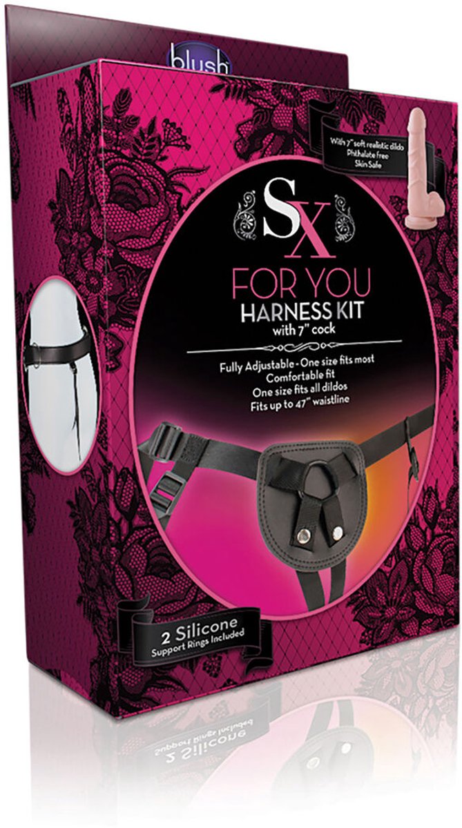 Goedkoopste Blush Strap On harnas SX HARNESS FOR YOU KIT 7INC COCK Zwart