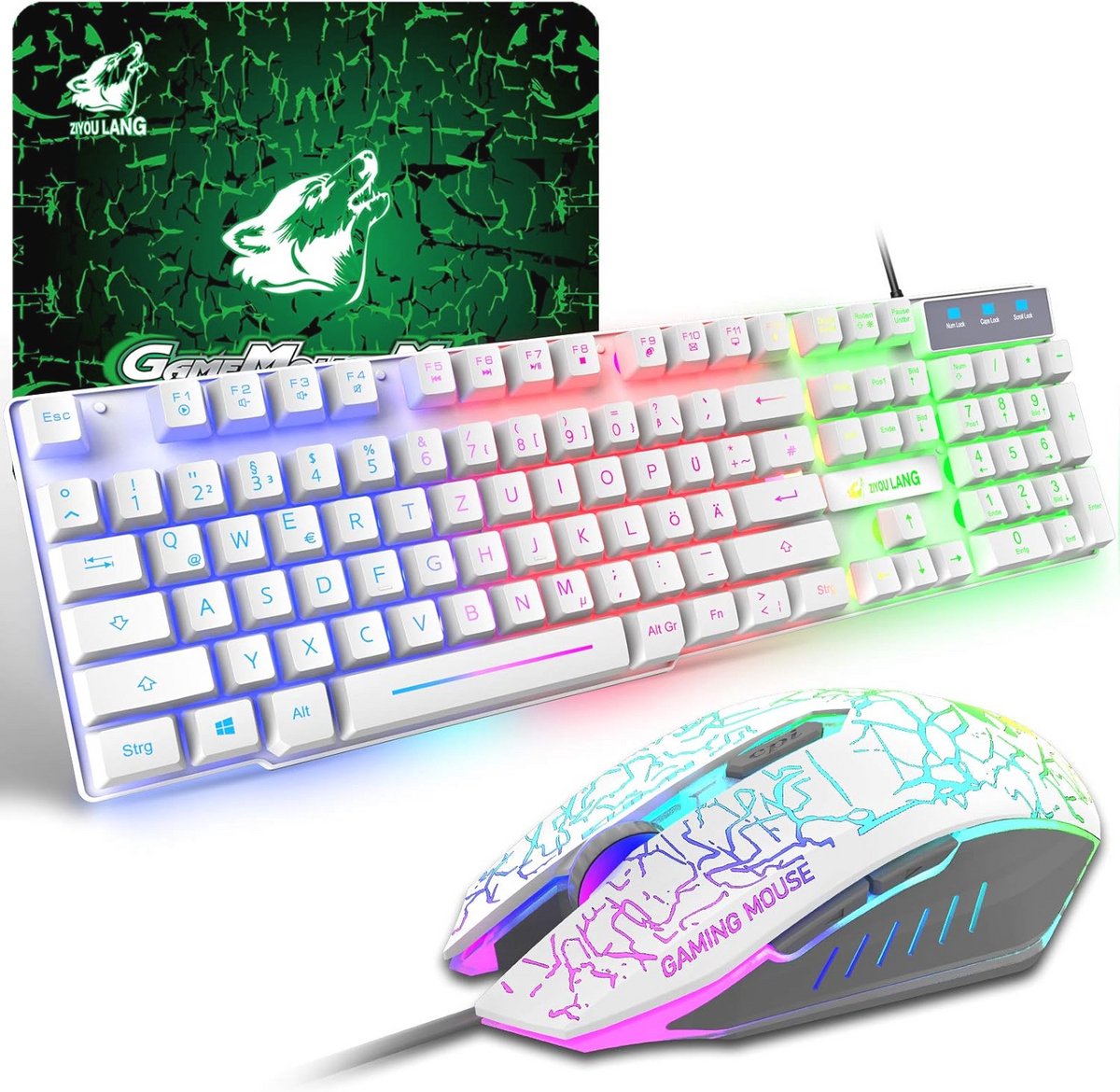 RGB Gaming Toetsenbord en Muis Set met 6 knoppen en GRATIS Muismat – Gaming Accessoires USB Bedraad