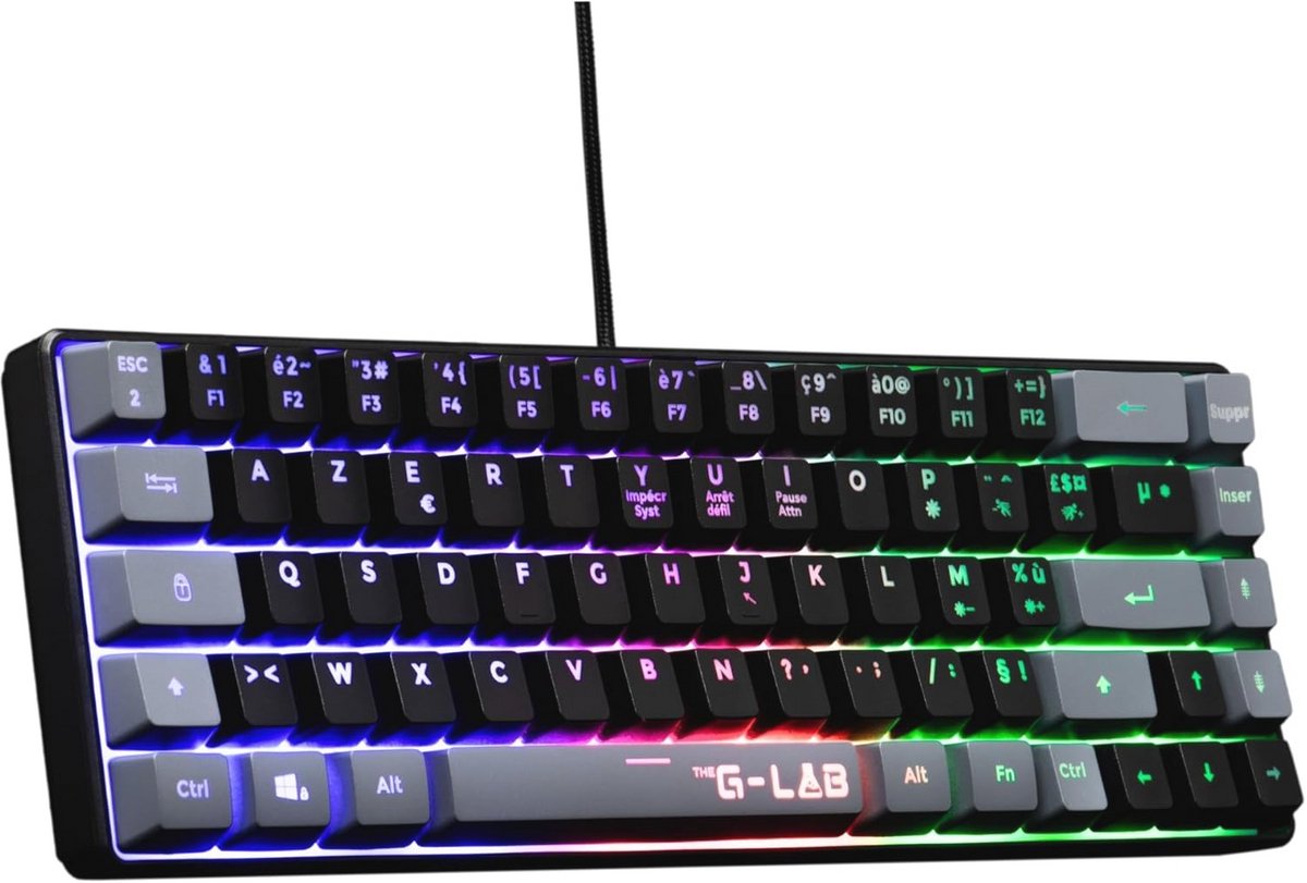 Compact 60% Gamingtoetsenbord met Meerkleurige Achtergrondverlichting - TKL, Kabelgebonden, Stil, Azerty