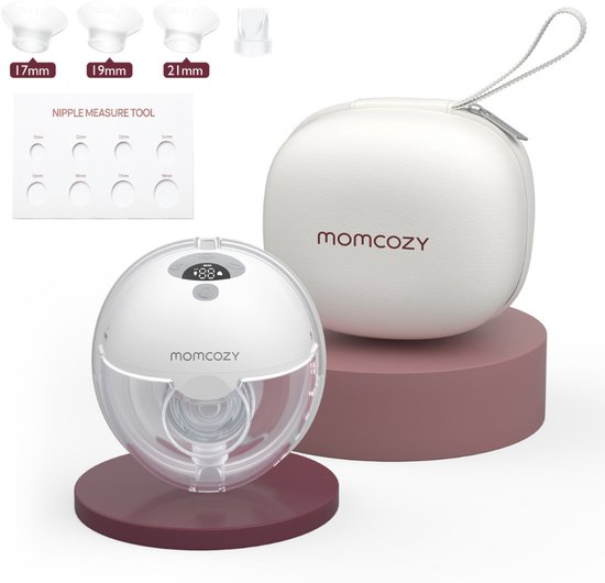Tire-lait mains libres Momcozy M5 - 1 pièce - Avec divers inserts de téterelle - Extra silencieux et compact - Électrique - Grijs
