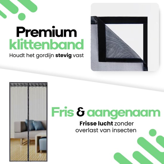 Vliegengordijn Magnetisch 210 x 90 cm - Luxe Deurhor - Naadloze sluiting door 32 Magneten - Deurgordijn - Horgordijn Deur