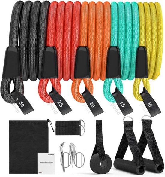 Foto: Weerstandsbanden set weerstandsbanden fitness anti breuk bands voor yoga pilates training elastieken weerstandstraining voor thuis en sportschool