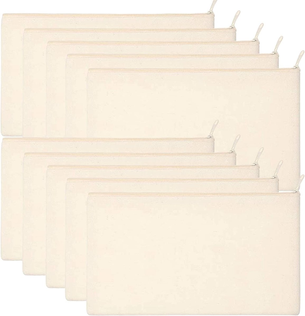 Blanco Stoffen Tassen DIY - Multifunctionele Etuis met Ritssluiting voor Creatief Gebruik