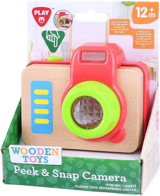 Play houten speelgoedcamera educatief speelgoed multi kleuren.