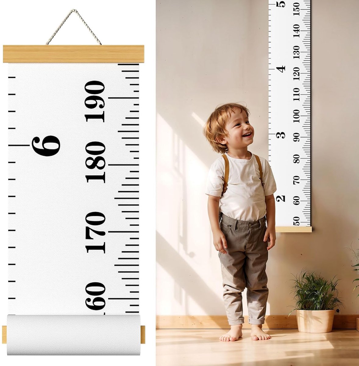 Image of 20×200cm - Groeimeter voor kinderen - Wandgemonteerde groeimeter voor kinderen - Verwijderbare groeimeter voor kinderen als wanddecoratie - Canvas groeimeter voor kinderen - Kinderkamerdecoratie