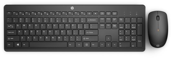 HP 230 Combo Wireless Keyboard and Mouse, Up to 1 Year Running Time, Silent Typing, Speed Dialing and 12 Functions, Number Block, 1600 DPI, Scroll Wheel, Black