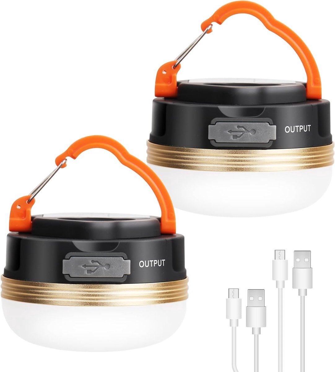 Lzwintrading Camping Lamp - Kampeerlamp - Tentlamp Oplaadbaar-Campinglamp Oplaadbaar - 3 modi,waterdicht, met 1800 mAh powerbank, led, campinglantaarn, tentverlichting voor vissen, wandelen, kamperen, noodgevallen - 2 stuks