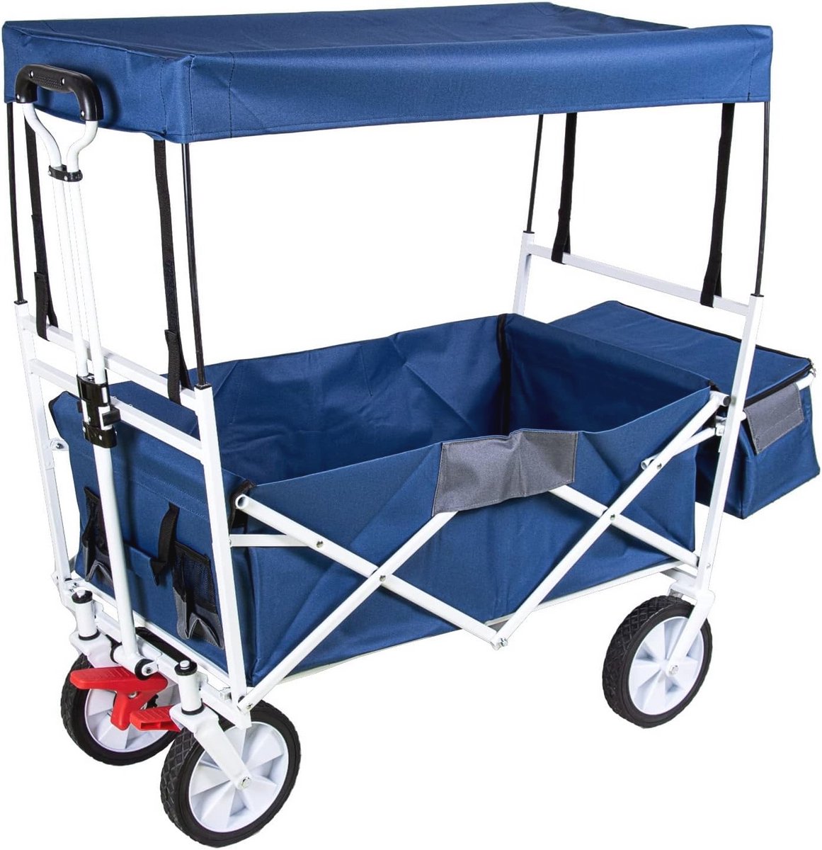 Opvouwbare handwagen met afneembaar dak en koelbox - Ideaal voor tuin, camping en strand