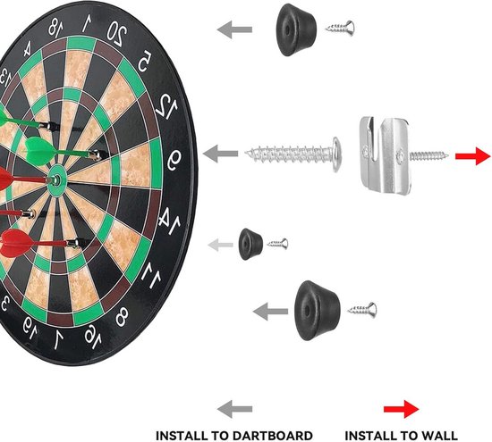 Dartbord Bevestigingsset met Beugels en Schroeven voor Wandmontage van Merkloos — afbeelding 3