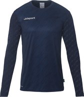 Donkerblauw Uhlsport keepersshirt met patronen op de mouwen.
