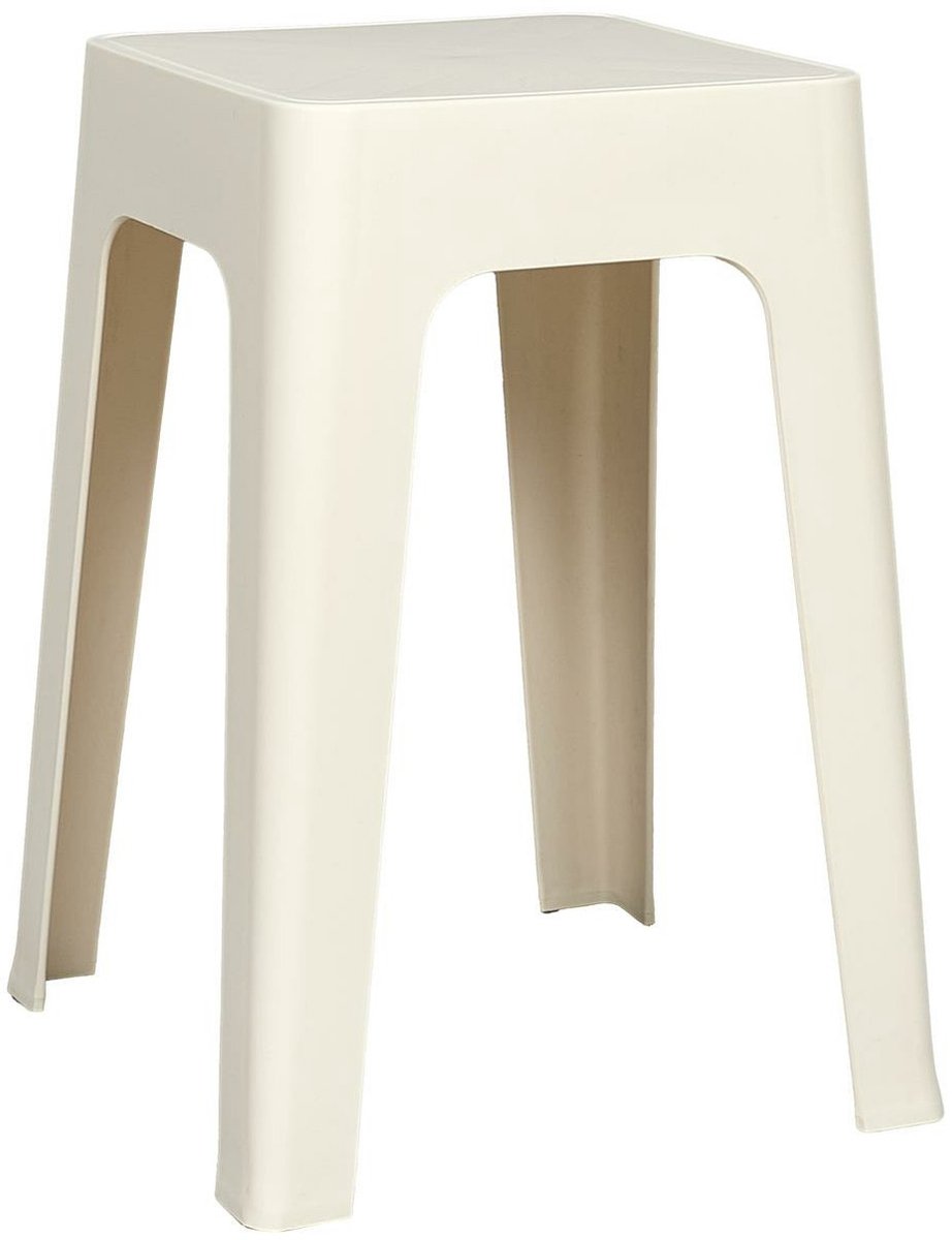 HOME DECO FACTORY zit krukje/stoel - creme wit - D34 x H47 cm - Stapelbaar - kunststof - bijzet tafeltje