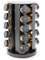George Napoli Étagère à épices rotative – Debout – Pots d'herbes aromatiques – Carrousel à épices – 20 Pots d'herbes aromatiques – Zwart – Acier inoxydable – Organiseur de comptoir