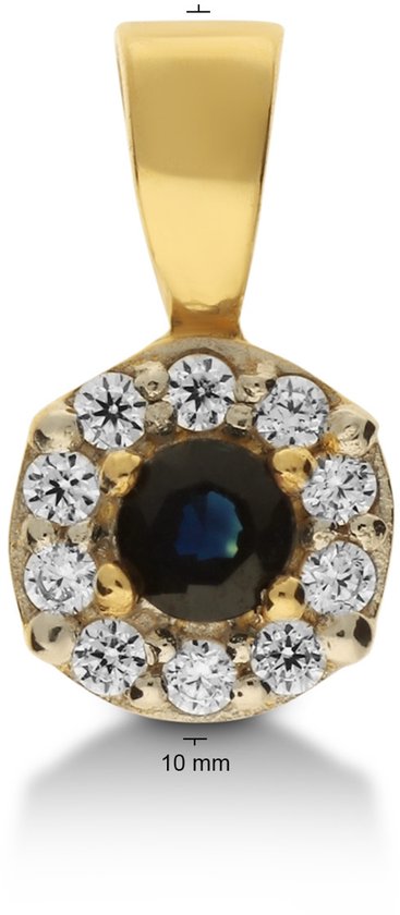 Glow 220.1034.00 Pendentif Femme - Bijoux - Or 14 Carats - Saphir - 1 cm de long