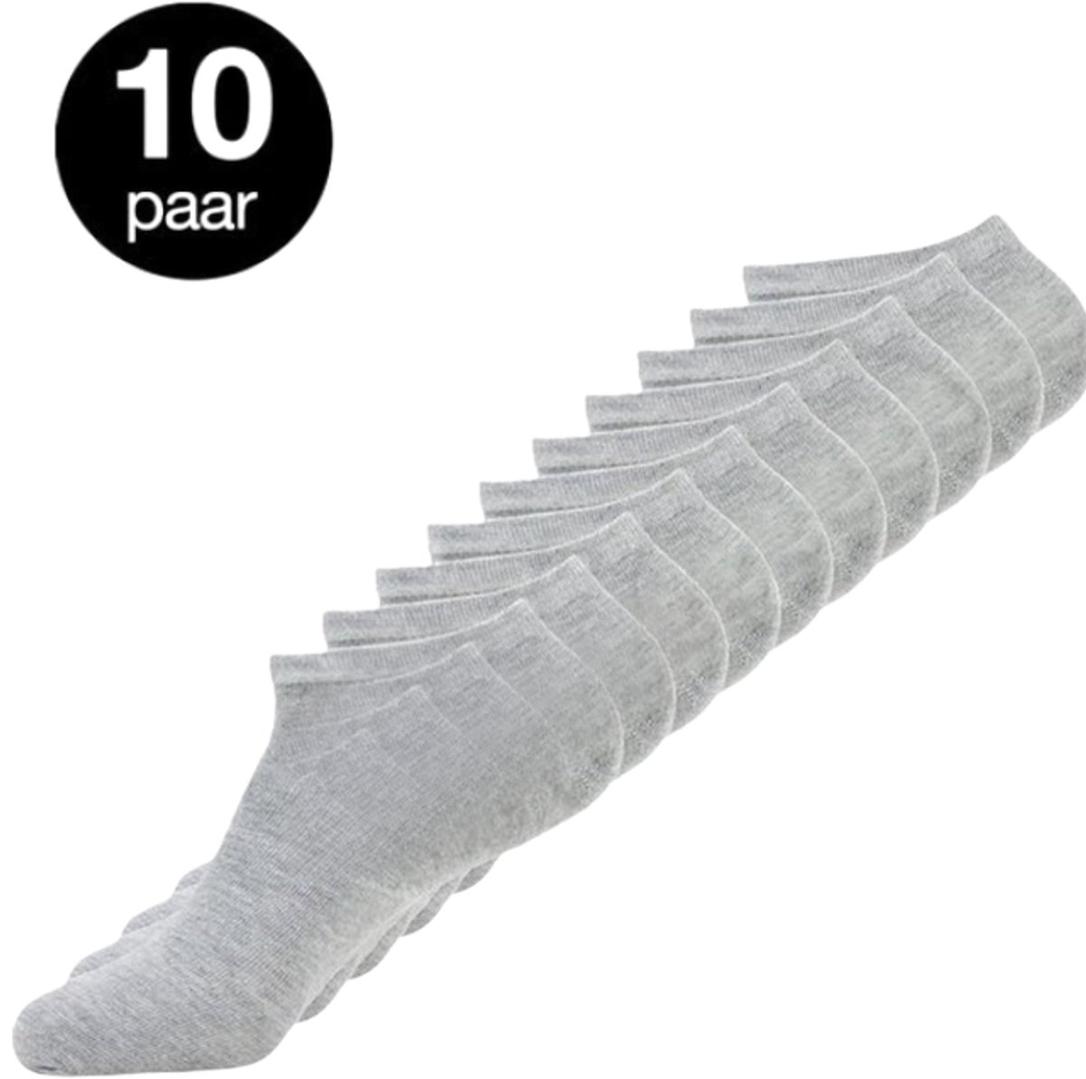 Marco rossi 10 Paar Enkelsokken - Sneakersokken - Lage sokken - Grijs - Dames & Heren - Katoen - Maat 35-38