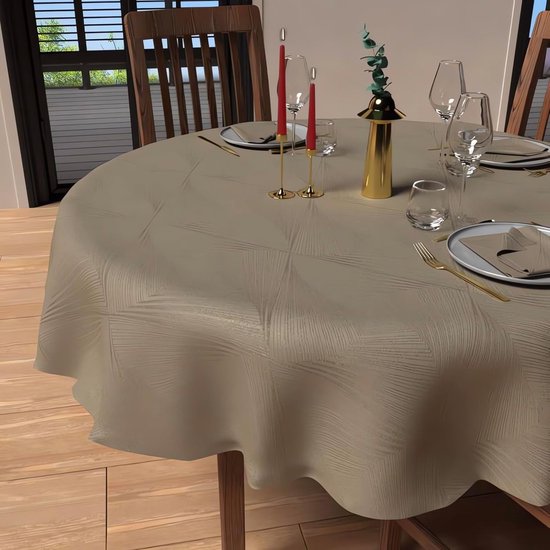 Nappe ronde 180 cm - anti-taches - champagne