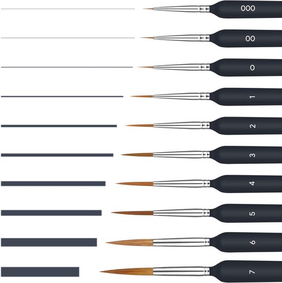 Kleine kwastenset, borstelkwasten, ronde kwast (1 set = 6 penselen