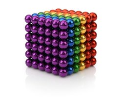 foto van Bimivo Magneetballetjes - Magneet Balletjes - Magnetisch Speelgoed - Regenboog - 216 balletjes - 5mm - Inclusief opbergdoosje