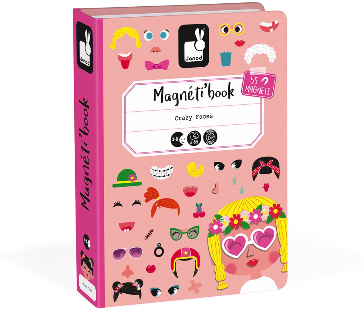 Janod - Magnetibook - Gekke gezichten meisjes - Magneetboek Speelset — afbeelding 8