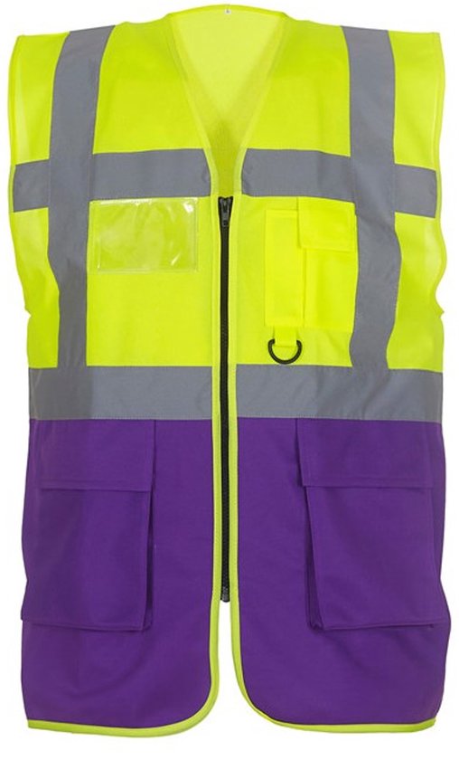 Gilet de sécurité avec fermeture éclair jaune, violet M