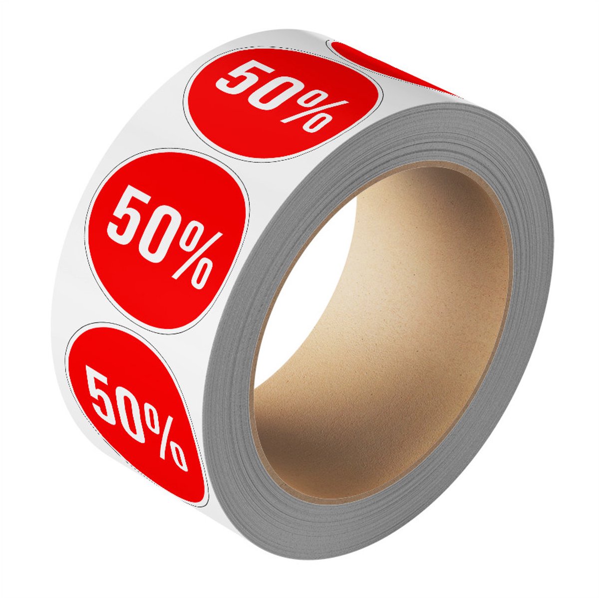Korting sticker 50% op rol 40 mm - 580 per rol