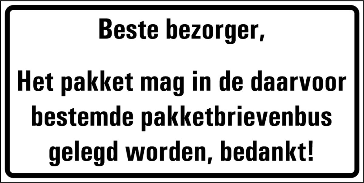 Pakketbrievenbus sticker 200 x 100 mm